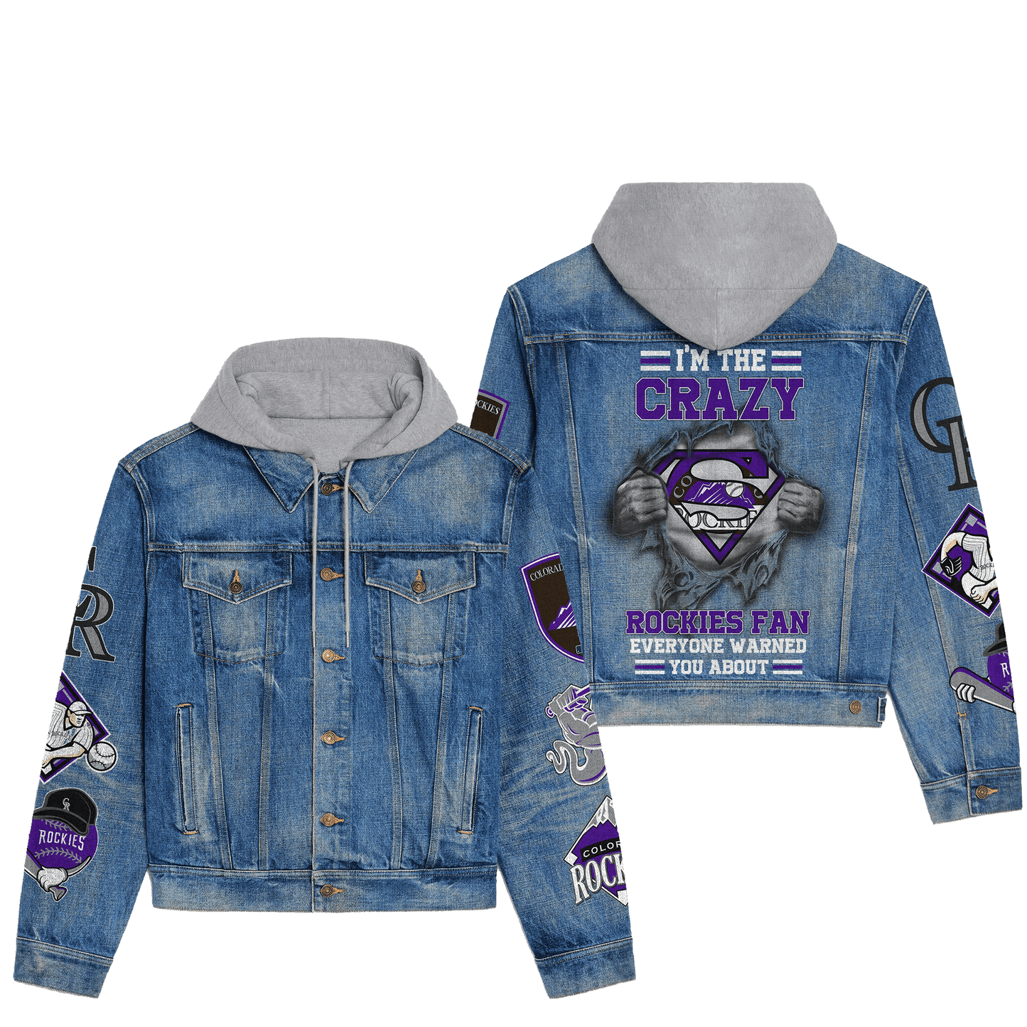 Colorado Rockies Premium Hooded Denim Jacket New Collection AZBTHDJ000609