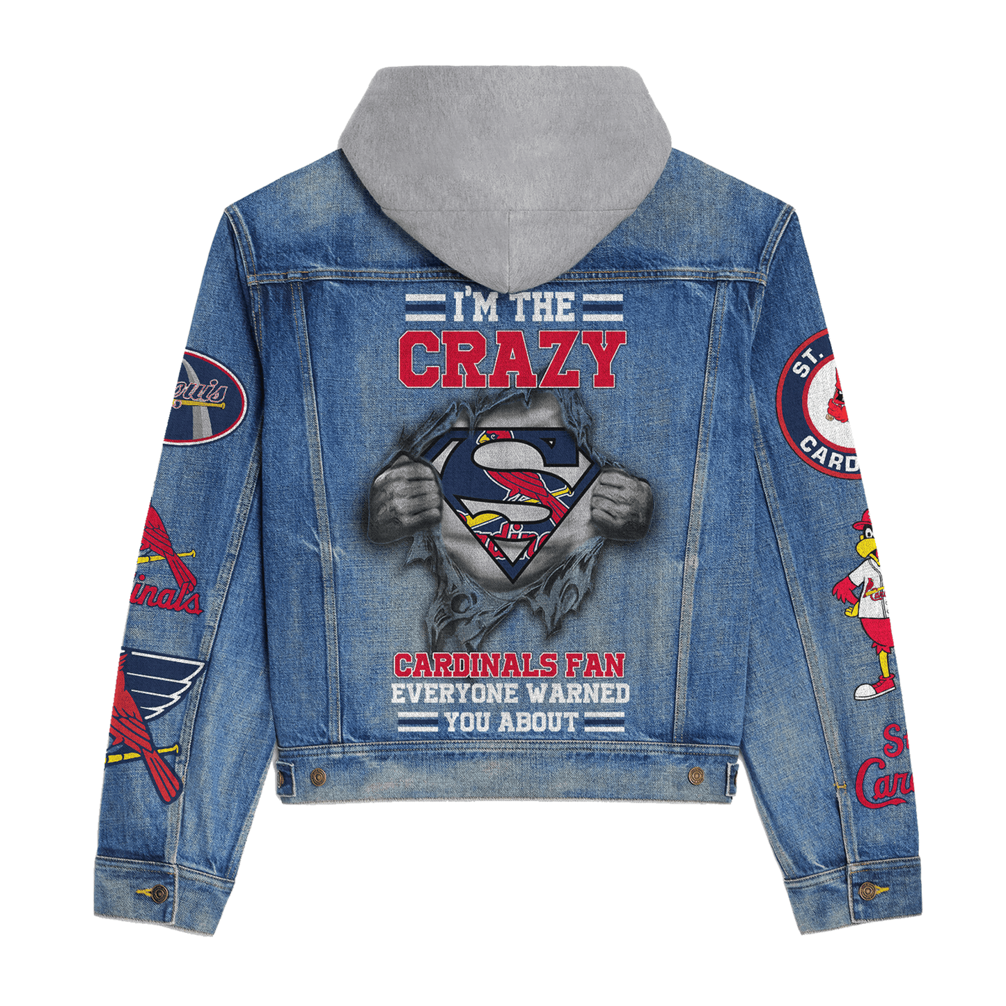 St. Louis Cardinals Premium Hooded Denim Jacket New Collection AZBTHDJ000612