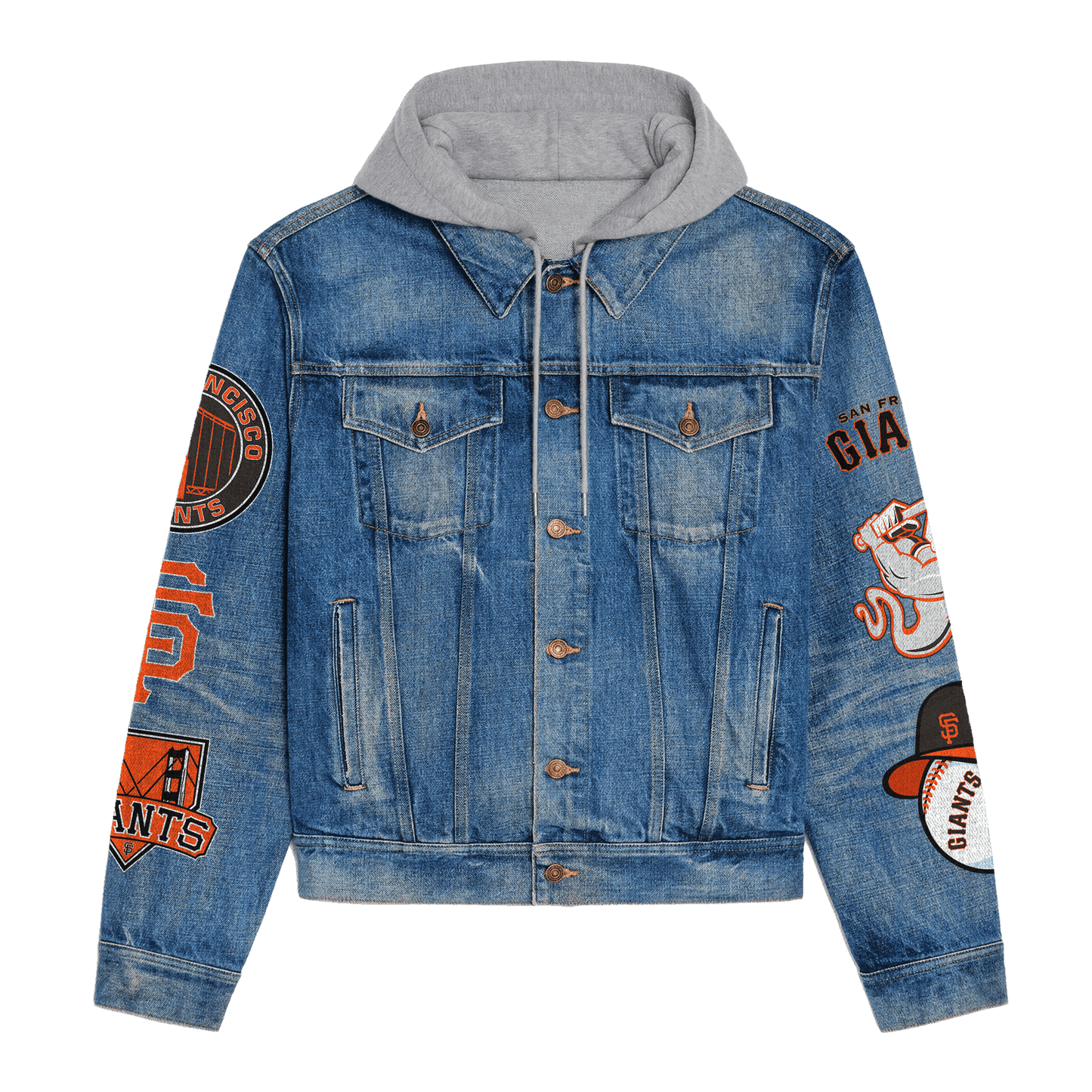 San Francisco Giants Premium Hooded Denim Jacket New Collection AZBTHDJ000611