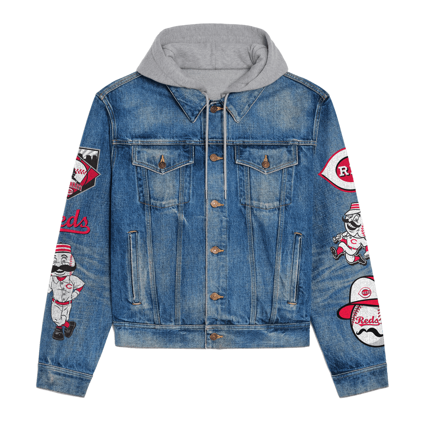 Cincinnati Reds Premium Hooded Denim Jacket New Collection AZBTHDJ000608