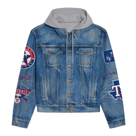 Texas Rangers Premium Hooded Denim Jacket New Collection AZBTHDJ000610