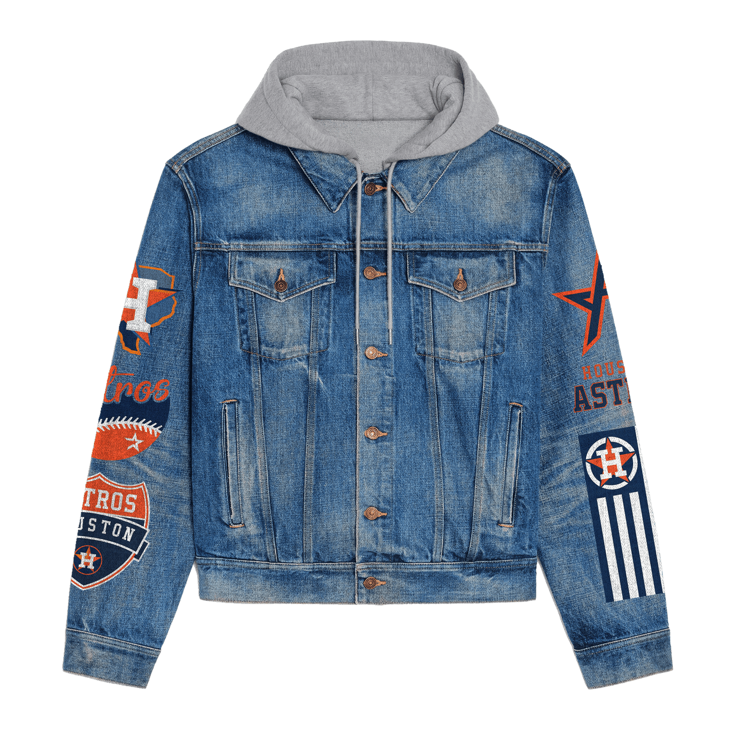 Houston Astros Premium Hooded Denim Jacket New Collection AZBTHDJ000613