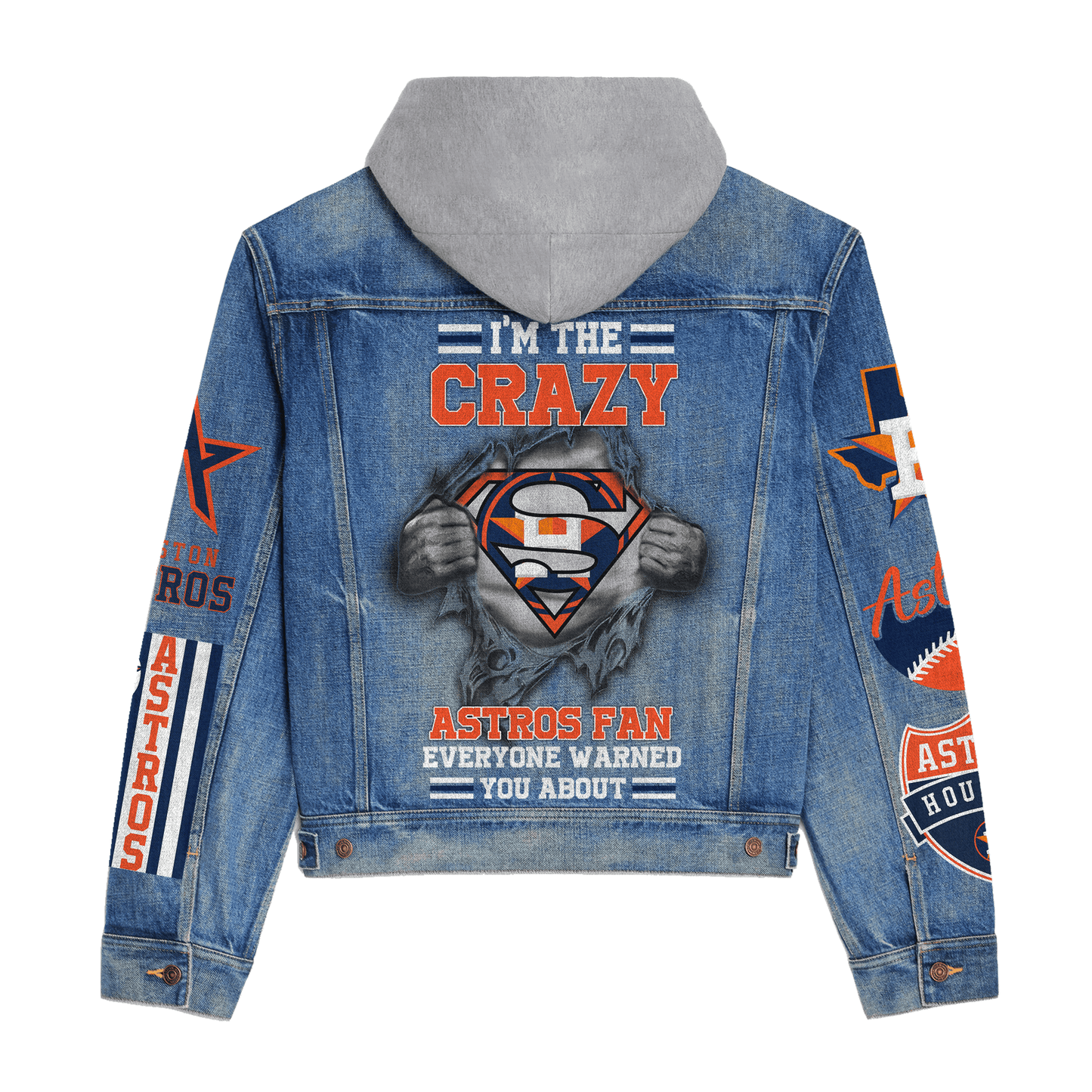 Houston Astros Premium Hooded Denim Jacket New Collection AZBTHDJ000613