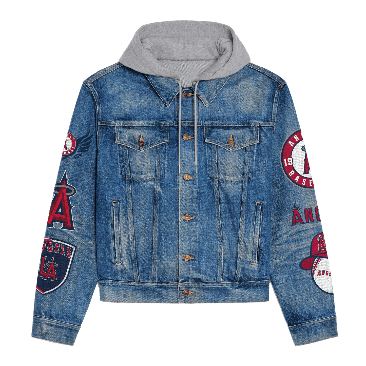 Los Angeles Angels Premium Hooded Denim Jacket New Collection AZBTHDJ000618