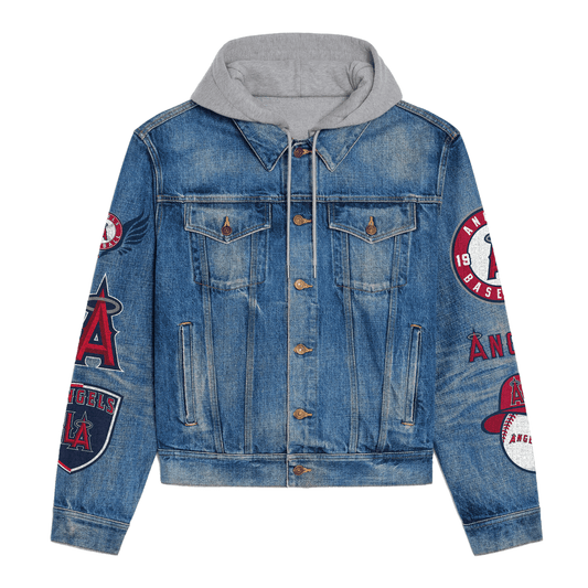Los Angeles Angels Premium Hooded Denim Jacket New Collection AZBTHDJ000618