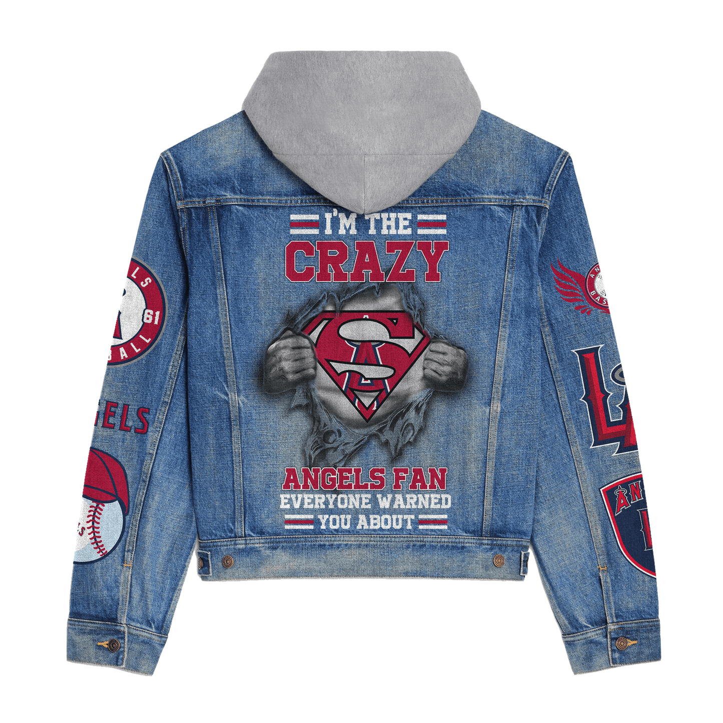 Los Angeles Angels Premium Hooded Denim Jacket New Collection AZBTHDJ000618