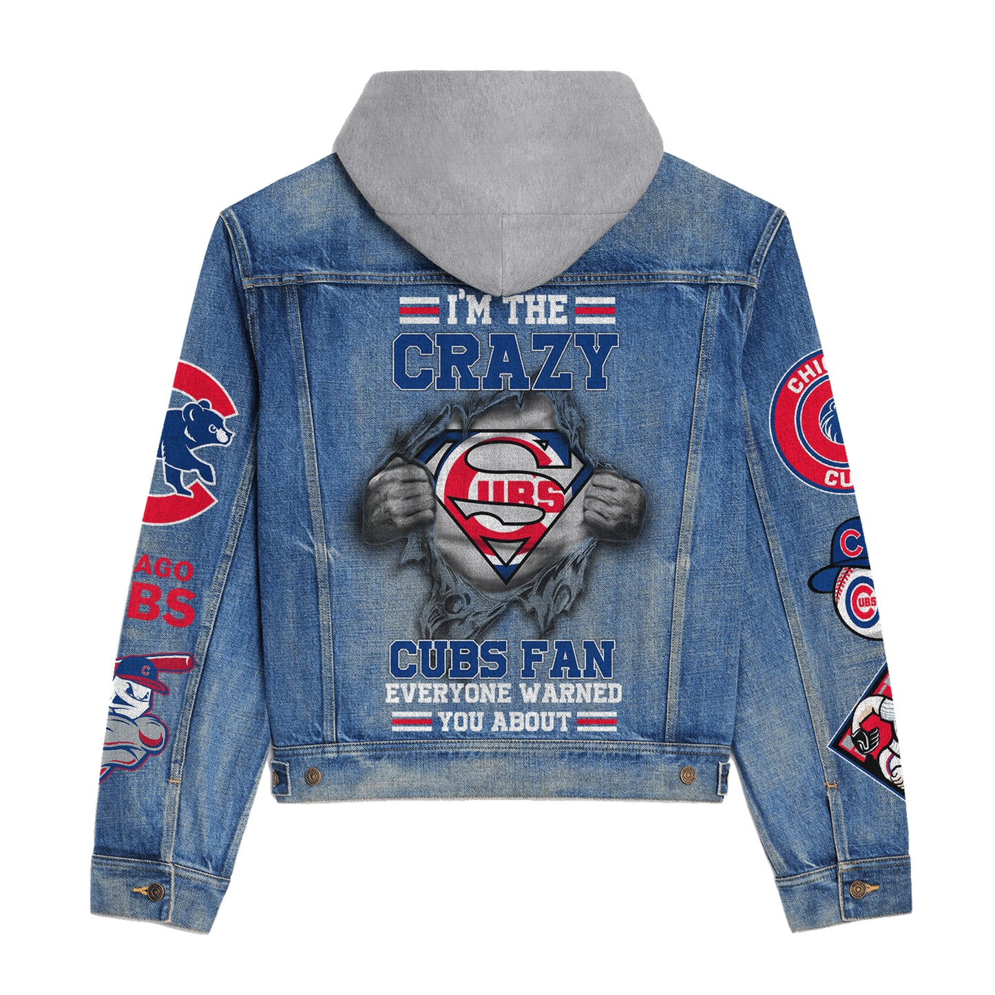 Chicago Cubs Premium Hooded Denim Jacket New Collection AZBTHDJ000621