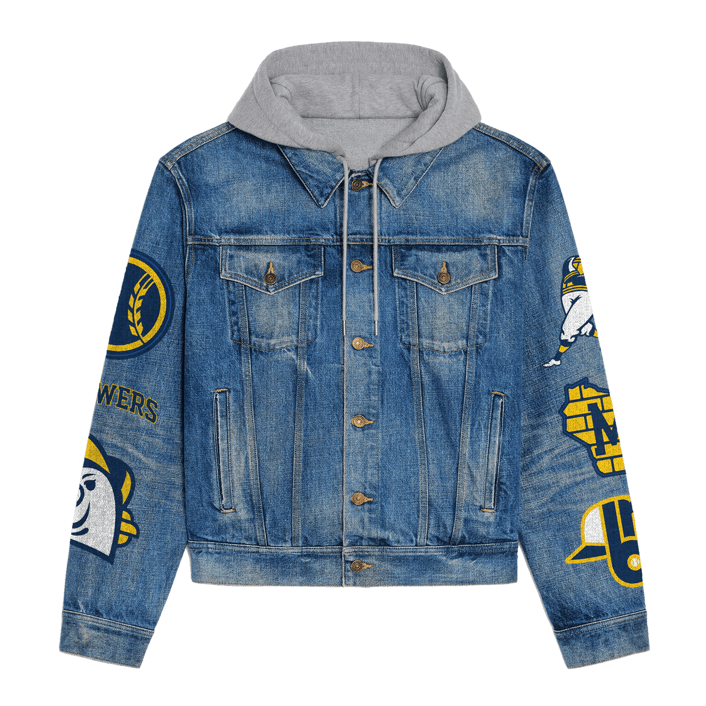 Milwaukee Brewers Premium Hooded Denim Jacket New Collection AZBTHDJ000616