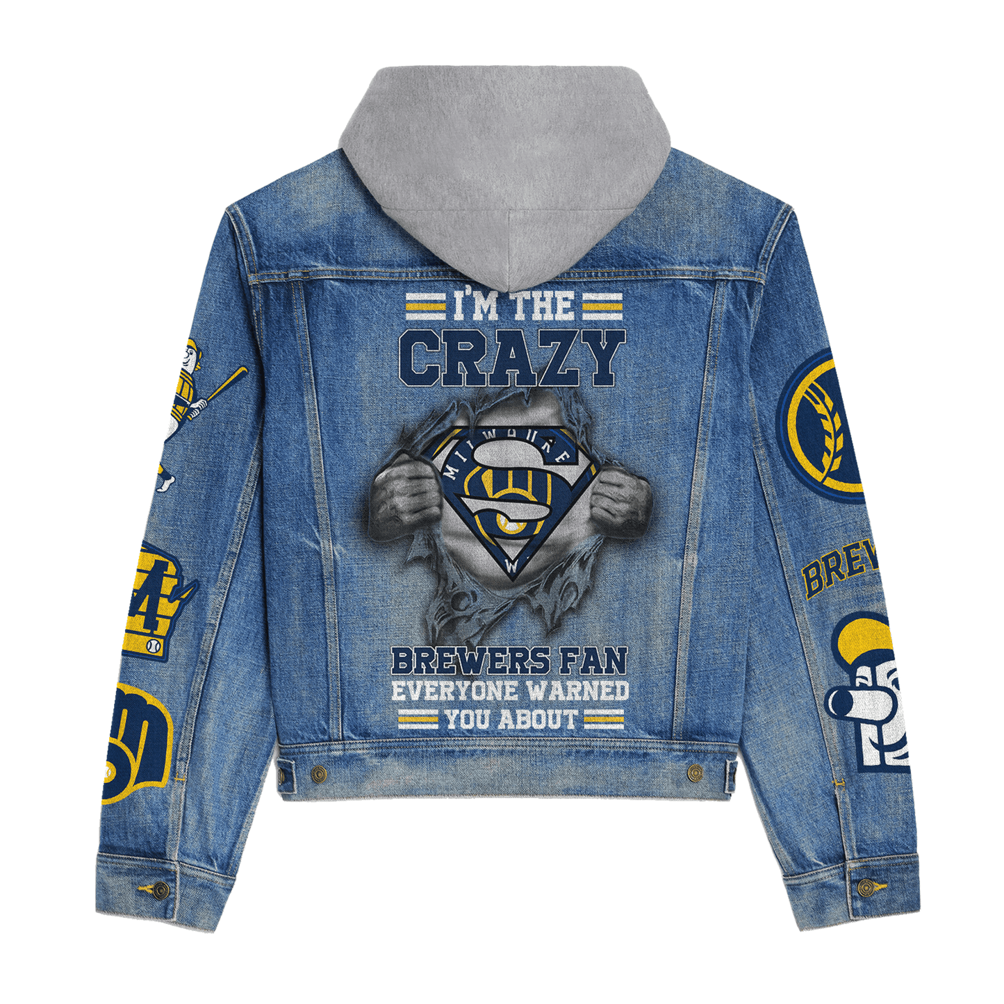 Milwaukee Brewers Premium Hooded Denim Jacket New Collection AZBTHDJ000616