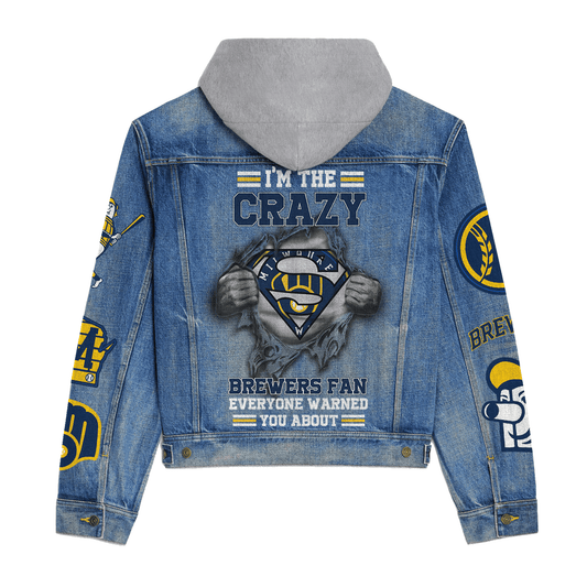 Milwaukee Brewers Premium Hooded Denim Jacket New Collection AZBTHDJ000616