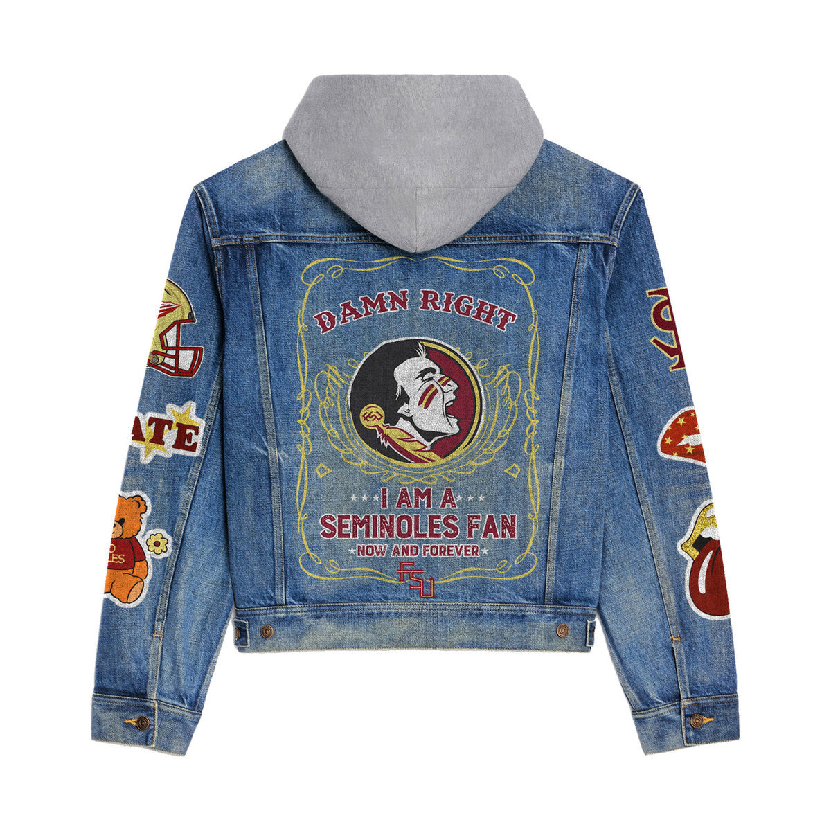 Florida State Seminoles Premium Hooded Denim Jacket New Collection AZBTHDJ000455