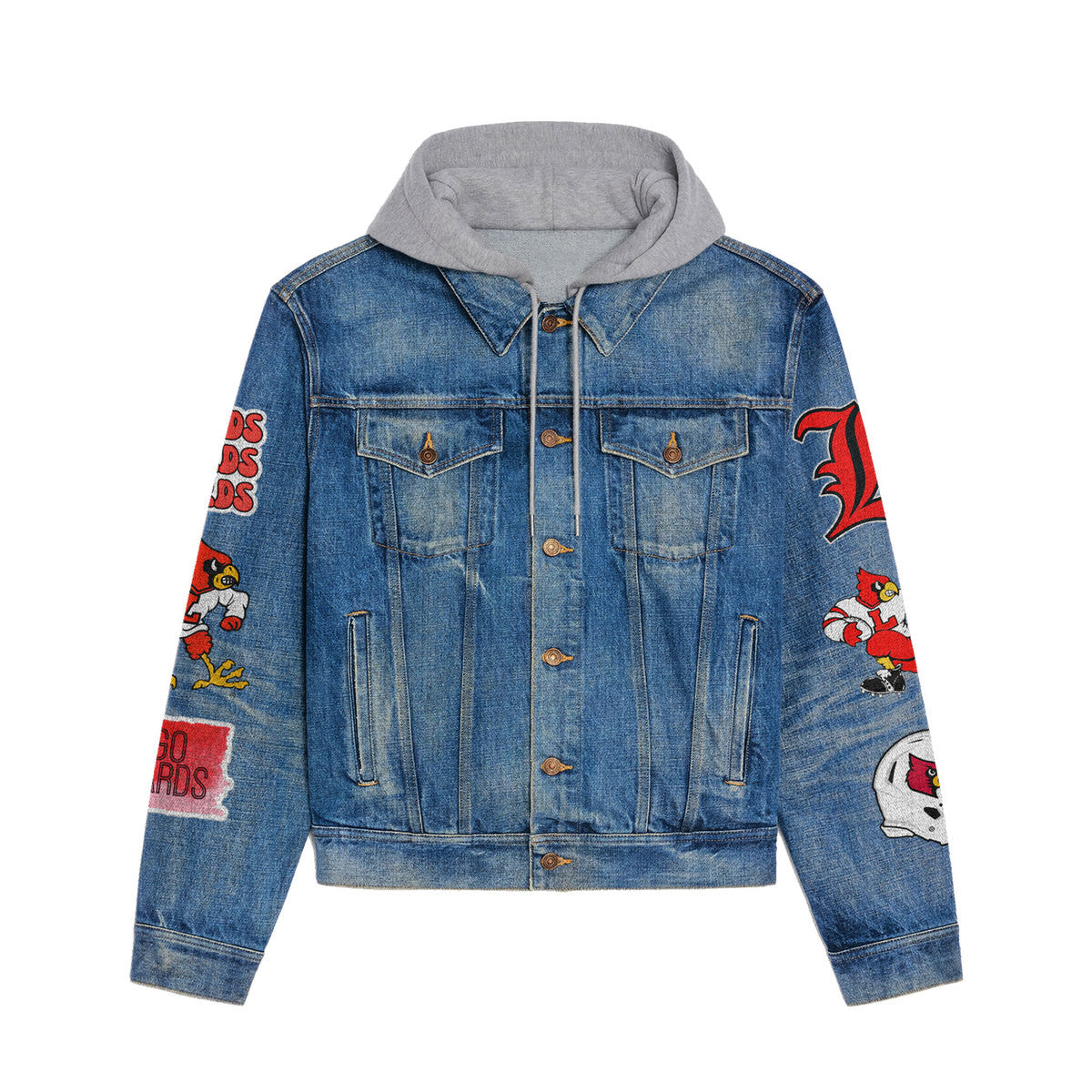 Louisville Cardinals Premium Hooded Denim Jacket New Collection AZBTHDJ000454