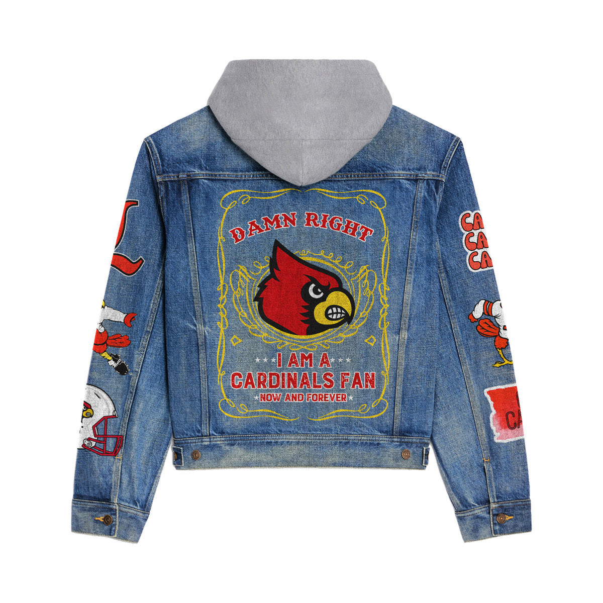 Louisville Cardinals Premium Hooded Denim Jacket New Collection AZBTHDJ000454