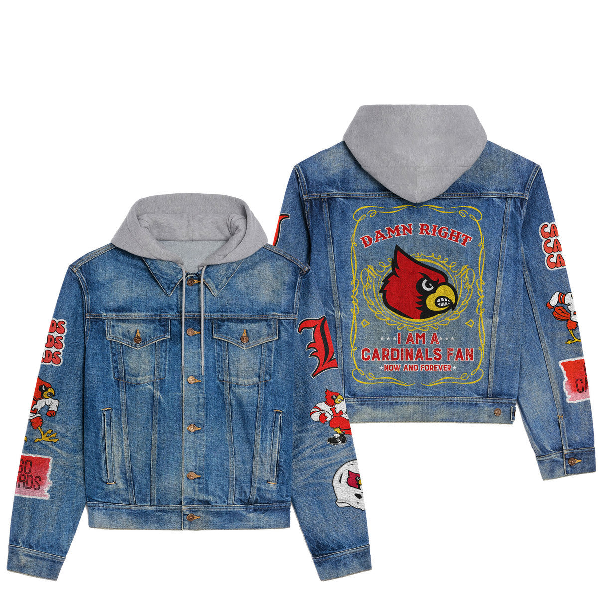 Louisville Cardinals Premium Hooded Denim Jacket New Collection AZBTHDJ000454