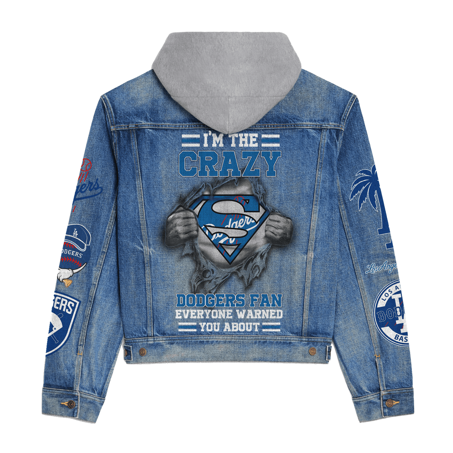 Los Angeles Dodgers Premium Hooded Denim Jacket New Collection AZBTHDJ000617