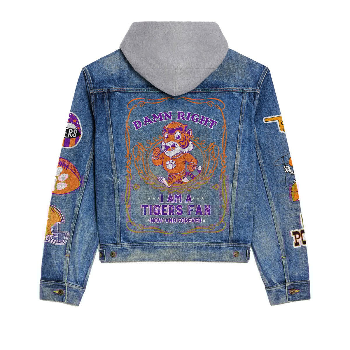 Clemson Tigers Premium Hooded Denim Jacket New Collection AZBTHDJ000457