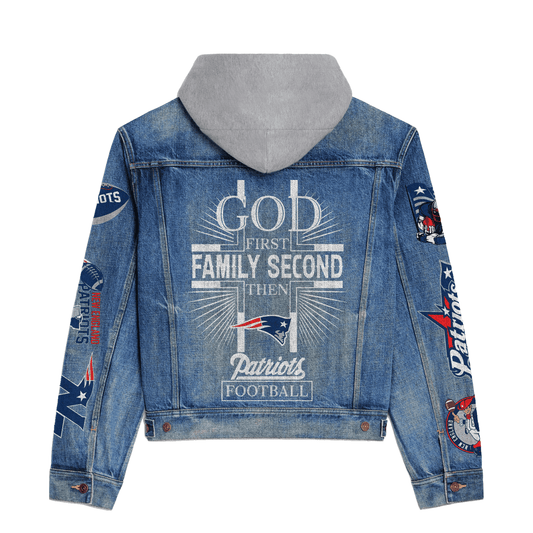 New England Patriots  Premium Hooded Denim Jacket New Collection AZBTHDJ000056