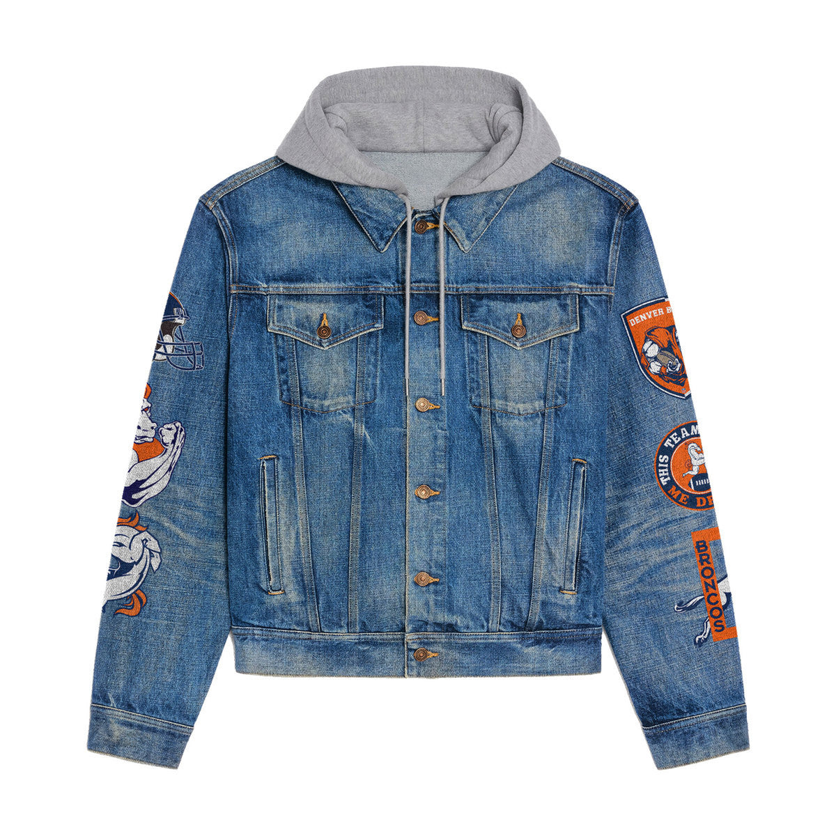 Denver Broncos  Premium Hooded Denim Jacket New Collection AZBTHDJ000054