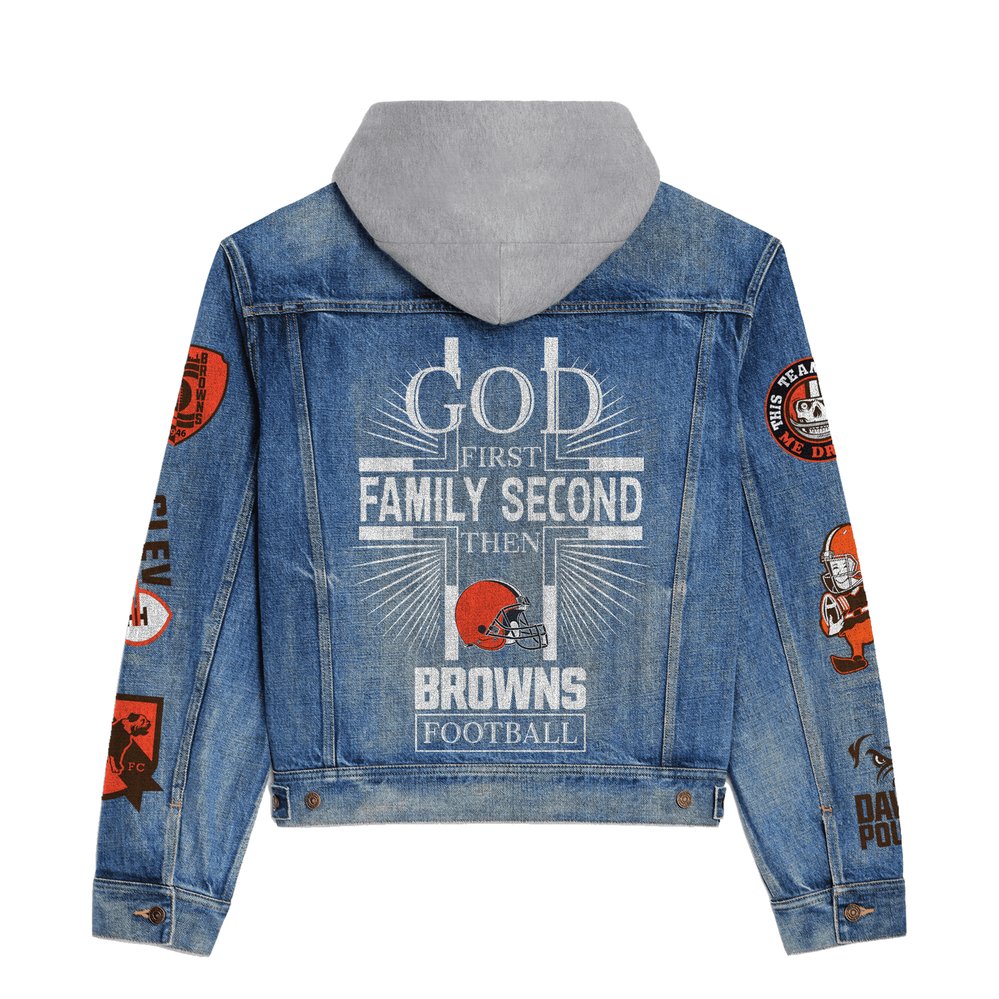 Cleveland Browns  Premium Hooded Denim Jacket New Collection AZBTHDJ000058