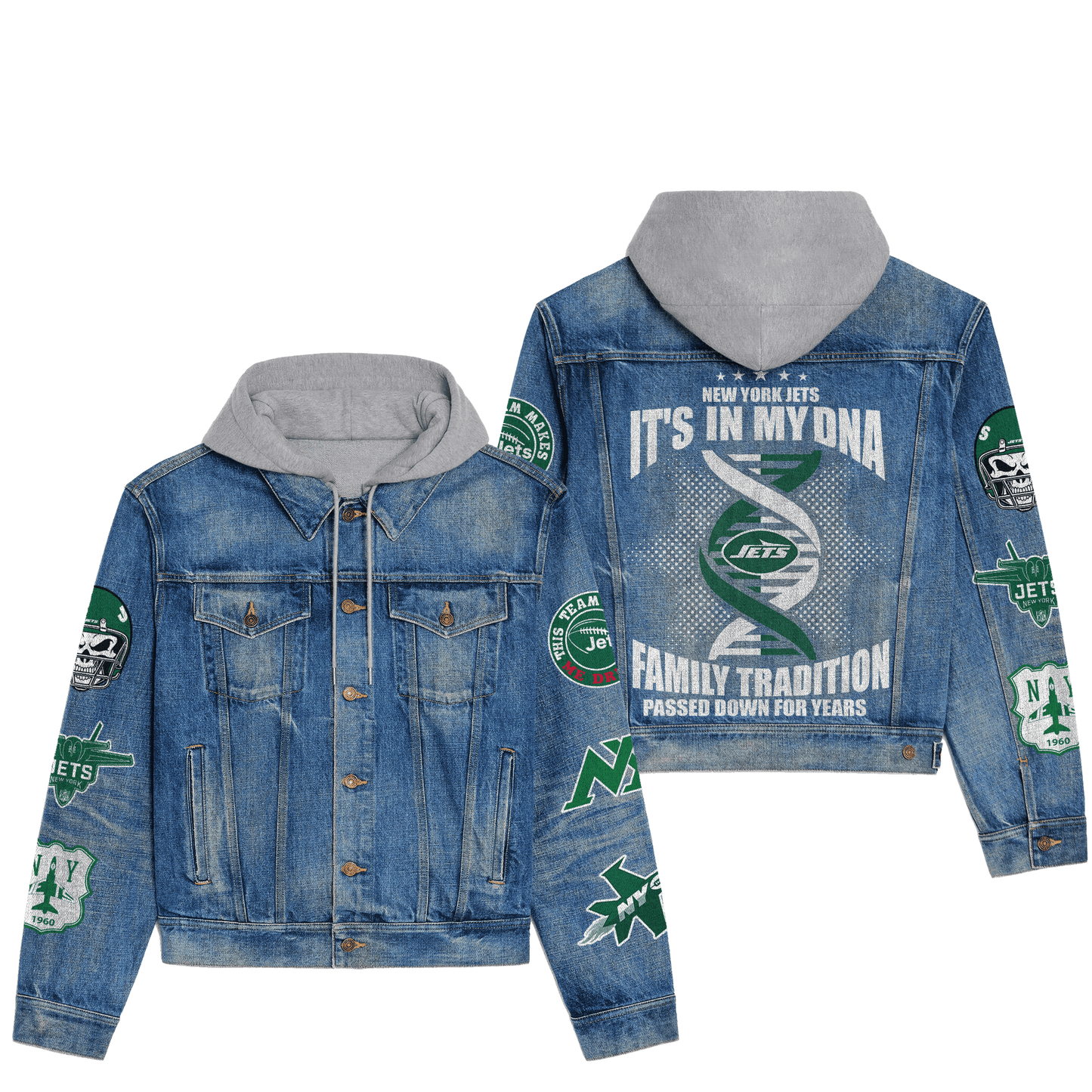 New York Jets  Premium Hooded Denim Jacket New Collection AZBTHDJ000062