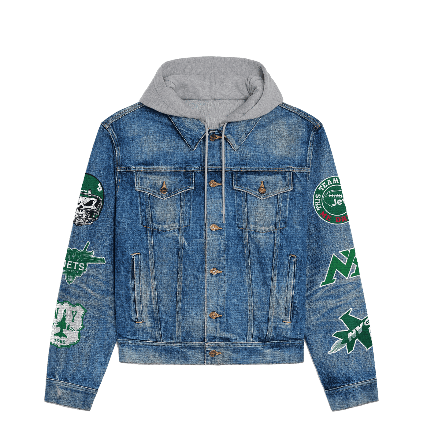 New York Jets  Premium Hooded Denim Jacket New Collection AZBTHDJ000062