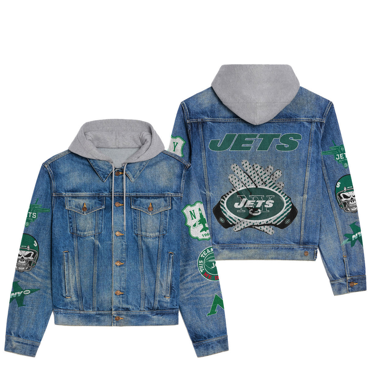 New York Jets  Premium Hooded Denim Jacket New Collection AZBTHDJ000063