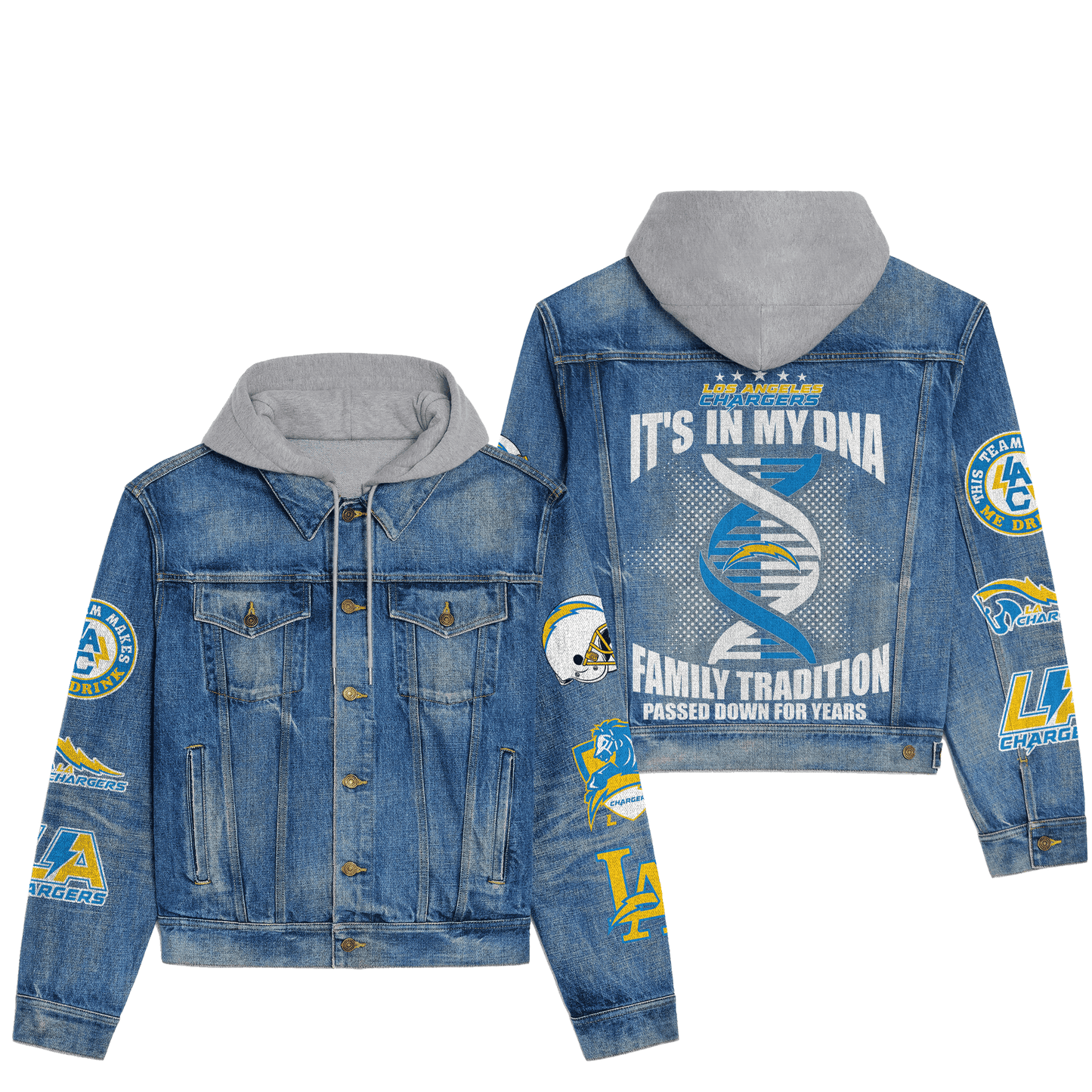 Los Angeles Chargers  Premium Hooded Denim Jacket New Collection AZBTHDJ000065