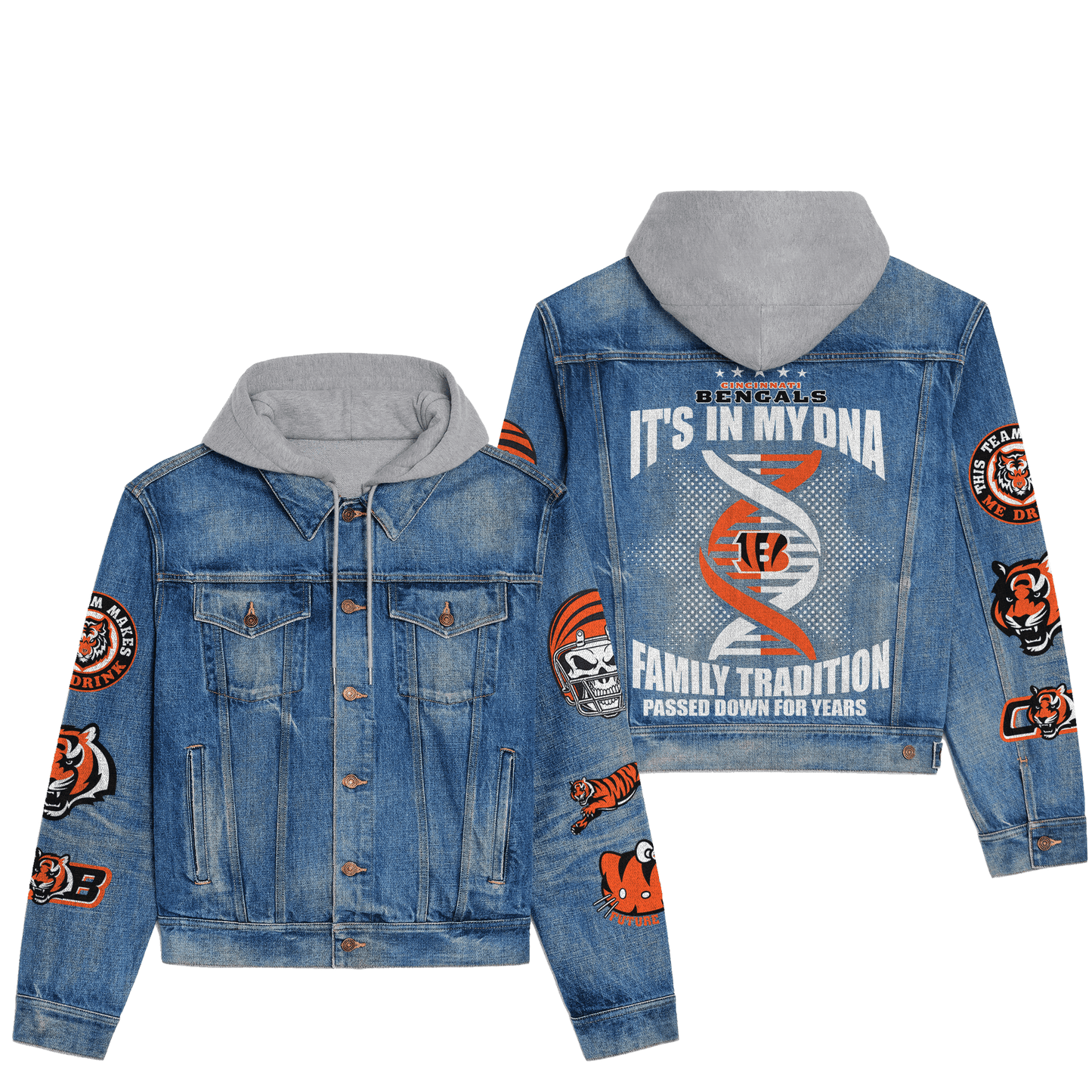 Cincinnati Bengals  Premium Hooded Denim Jacket New Collection AZBTHDJ000069
