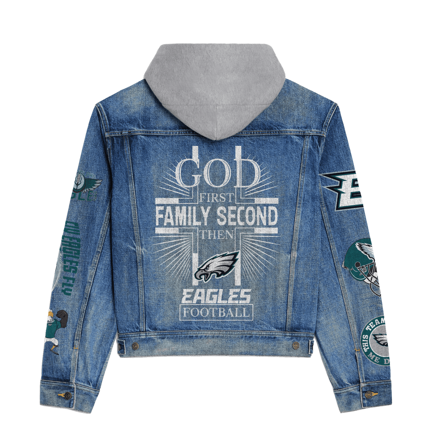 Philadelphia Eagles  Premium Hooded Denim Jacket New Collection AZBTHDJ000068