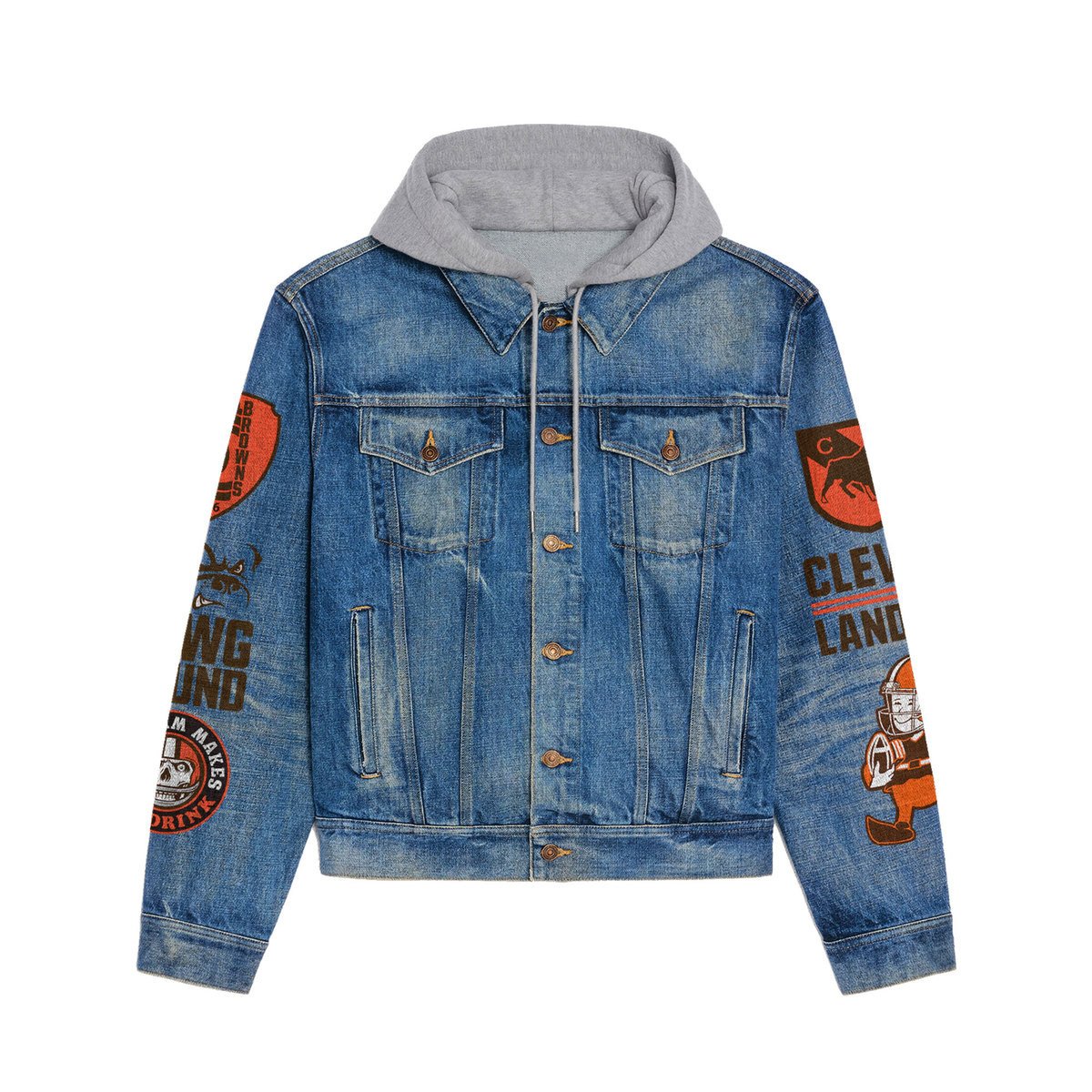 Cleveland Browns  Premium Hooded Denim Jacket New Collection AZBTHDJ000073