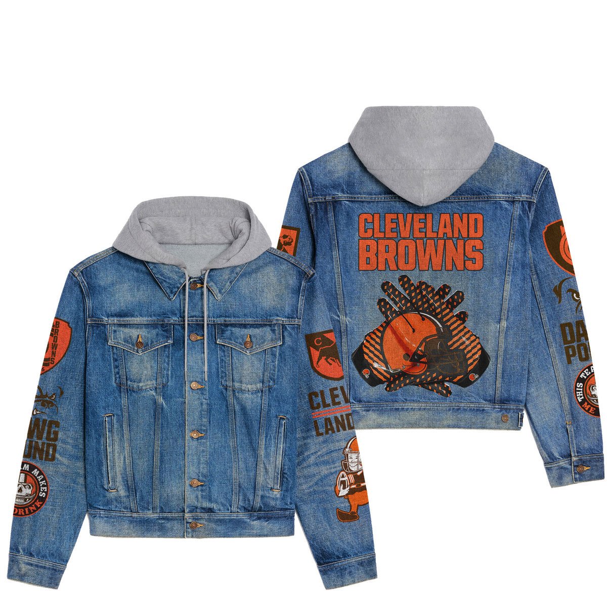 Cleveland Browns  Premium Hooded Denim Jacket New Collection AZBTHDJ000073