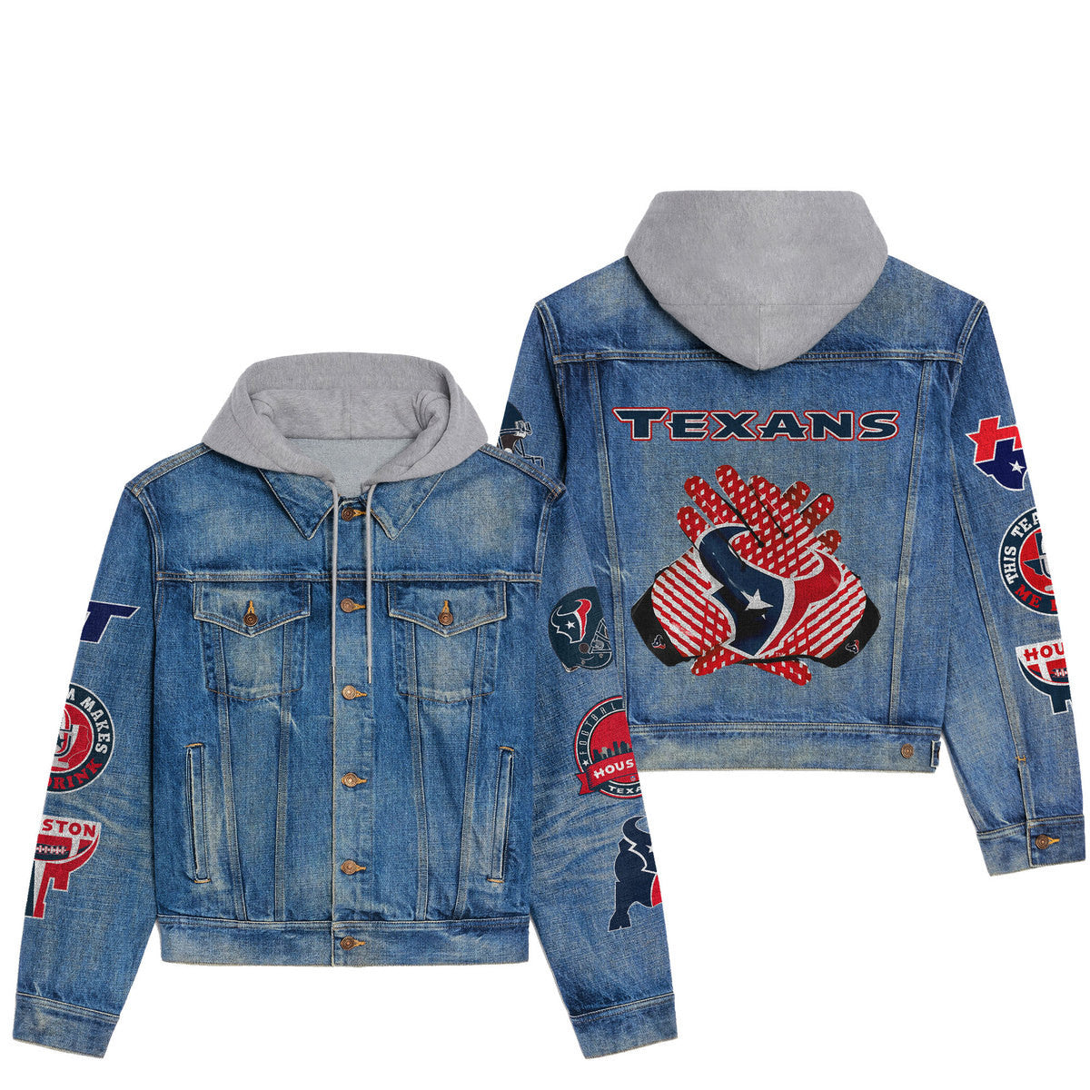 Houston Texans  Premium Hooded Denim Jacket New Collection AZBTHDJ000021
