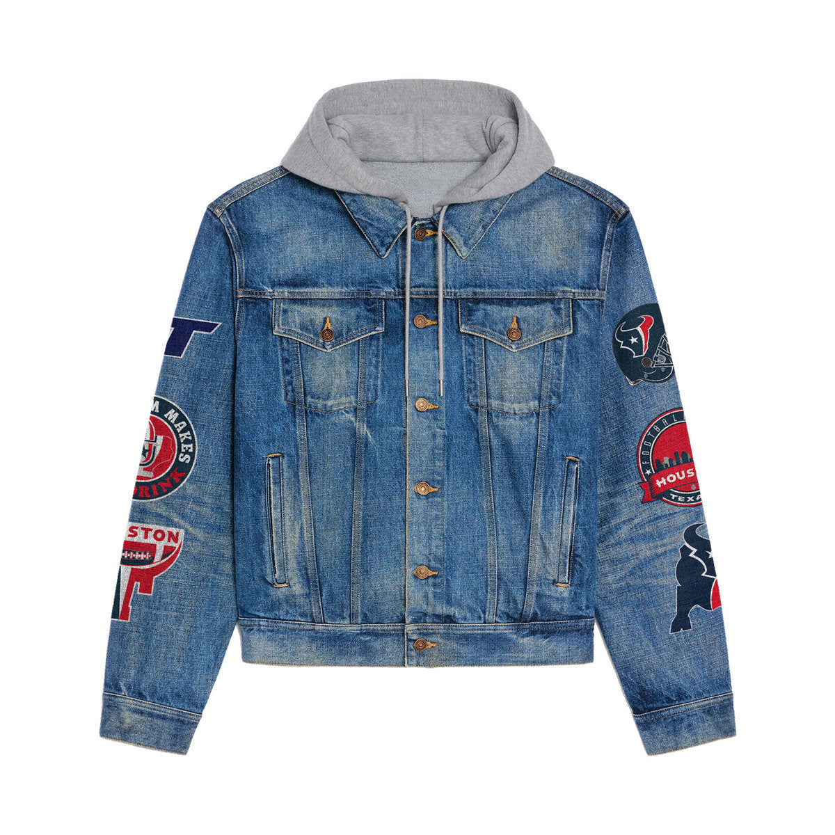 Houston Texans  Premium Hooded Denim Jacket New Collection AZBTHDJ000021