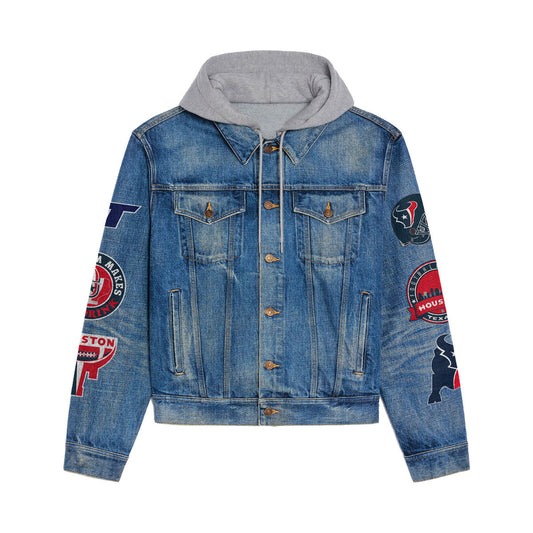 Houston Texans  Premium Hooded Denim Jacket New Collection AZBTHDJ000021