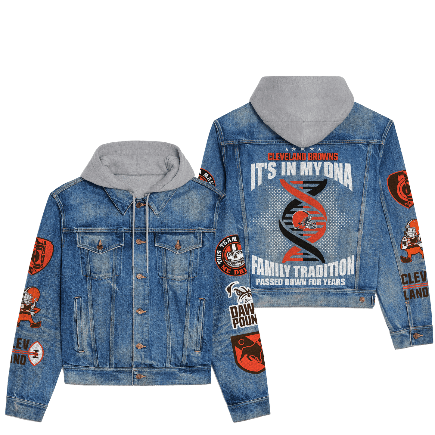 Cleveland Browns  Premium Hooded Denim Jacket New Collection AZBTHDJ000077