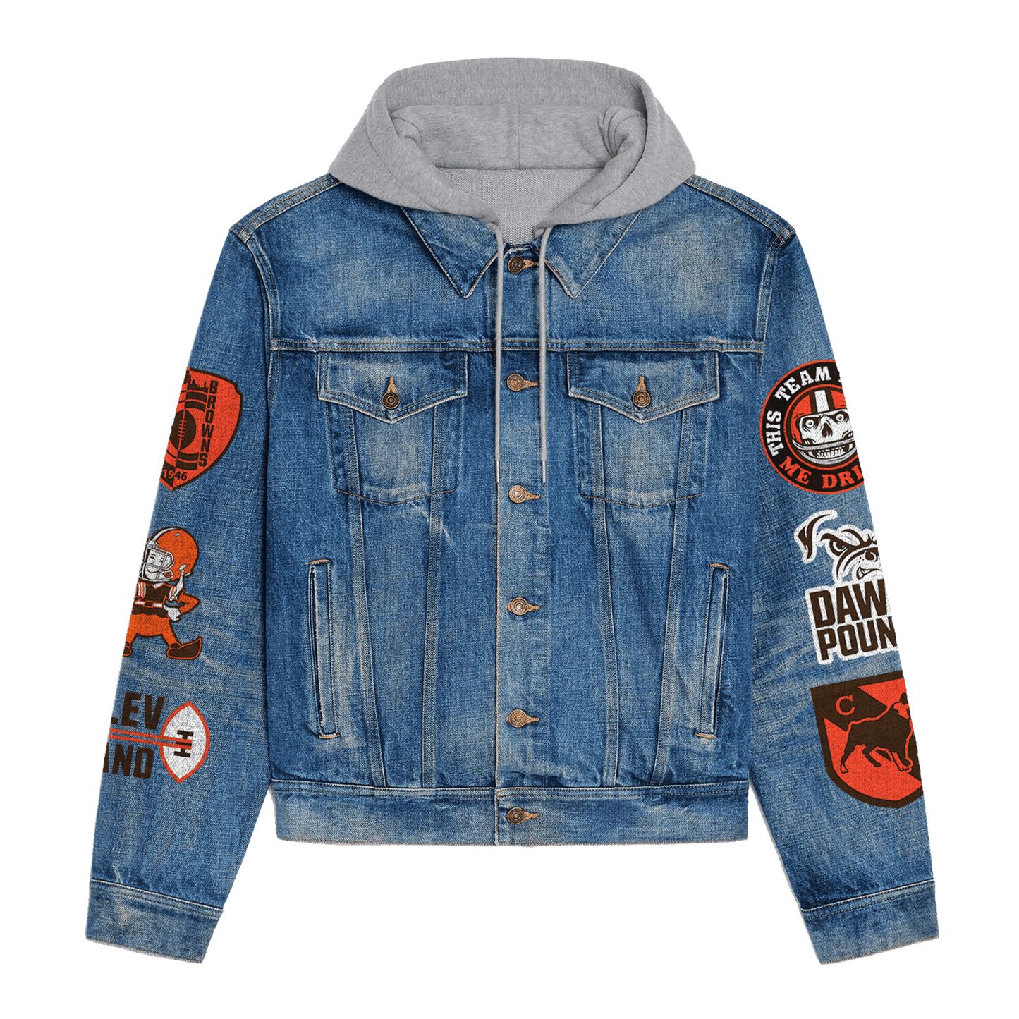 Cleveland Browns  Premium Hooded Denim Jacket New Collection AZBTHDJ000077