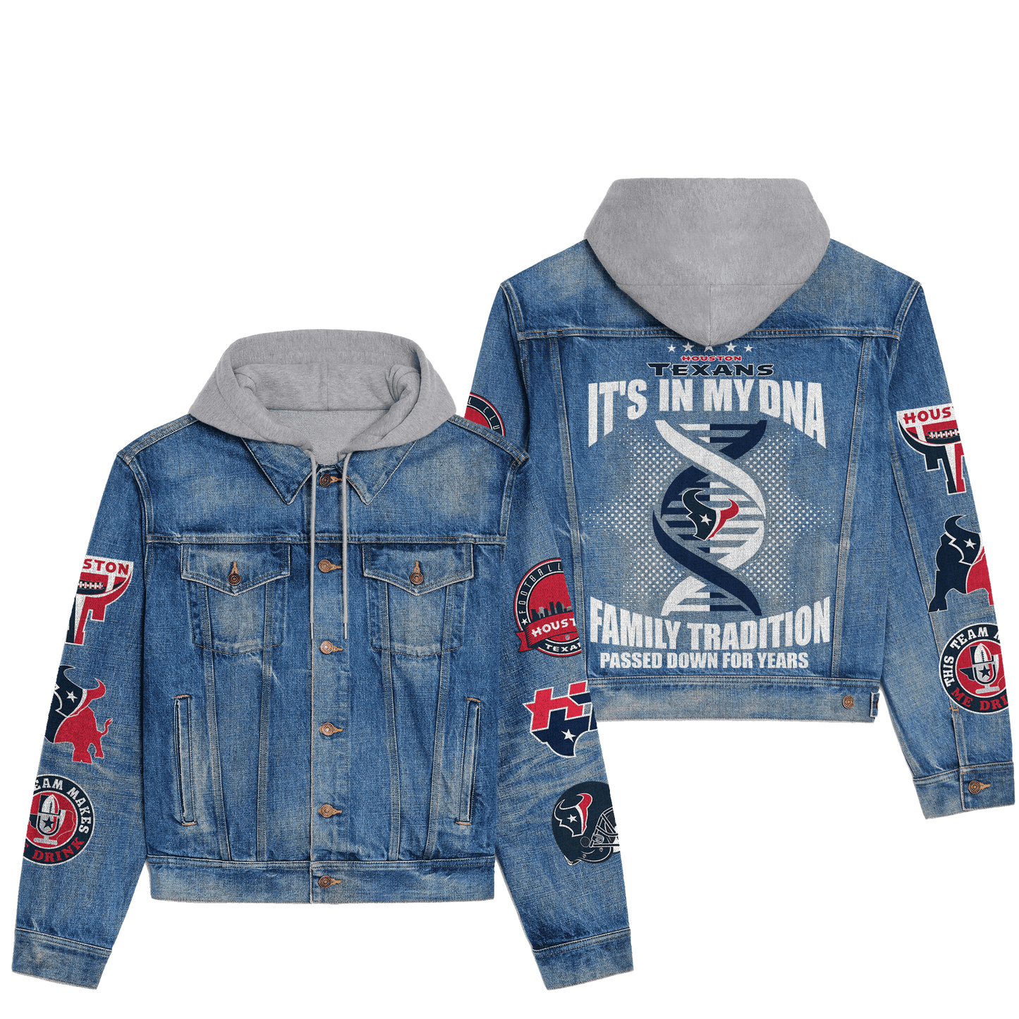 Houston Texans  Premium Hooded Denim Jacket New Collection AZBTHDJ000075