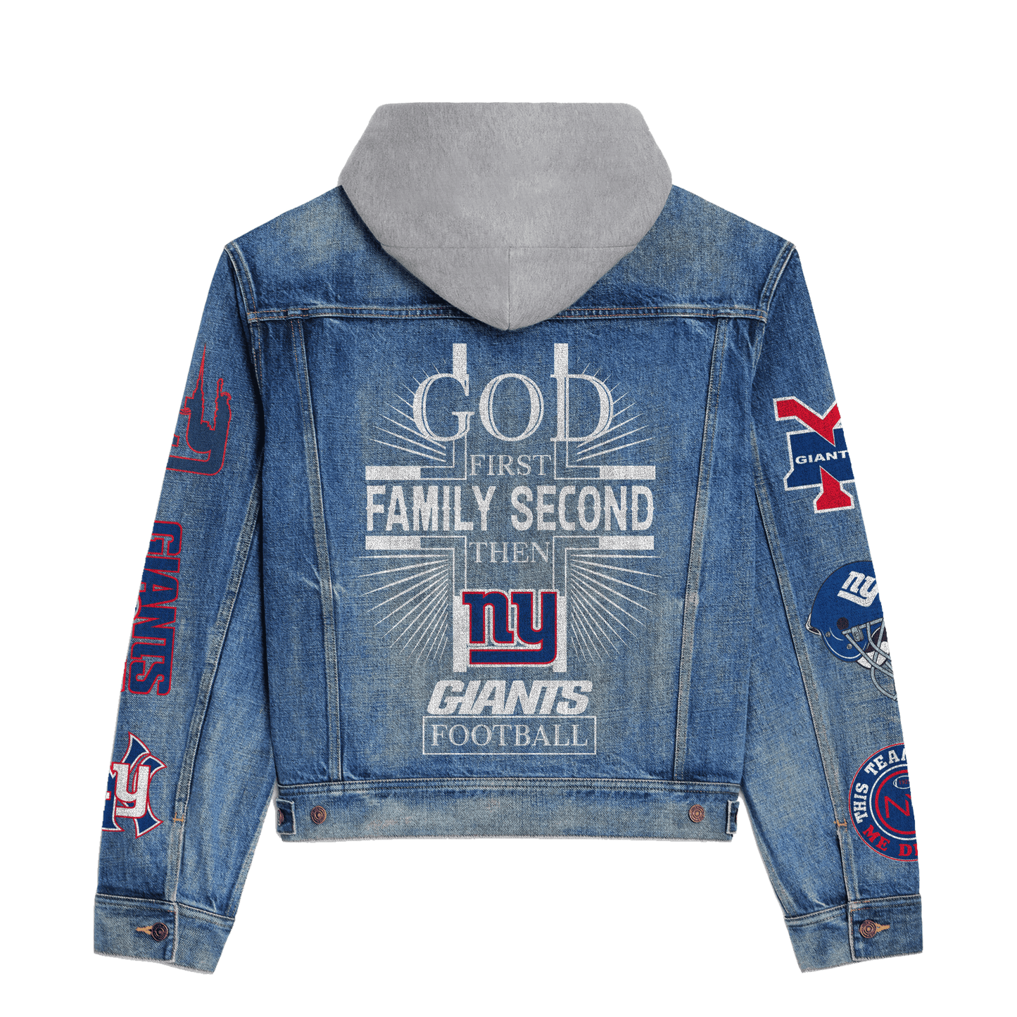 New York Giants  Premium Hooded Denim Jacket New Collection AZBTHDJ000079