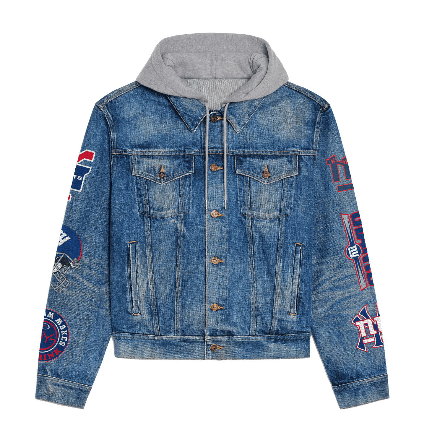 New York Giants  Premium Hooded Denim Jacket New Collection AZBTHDJ000079