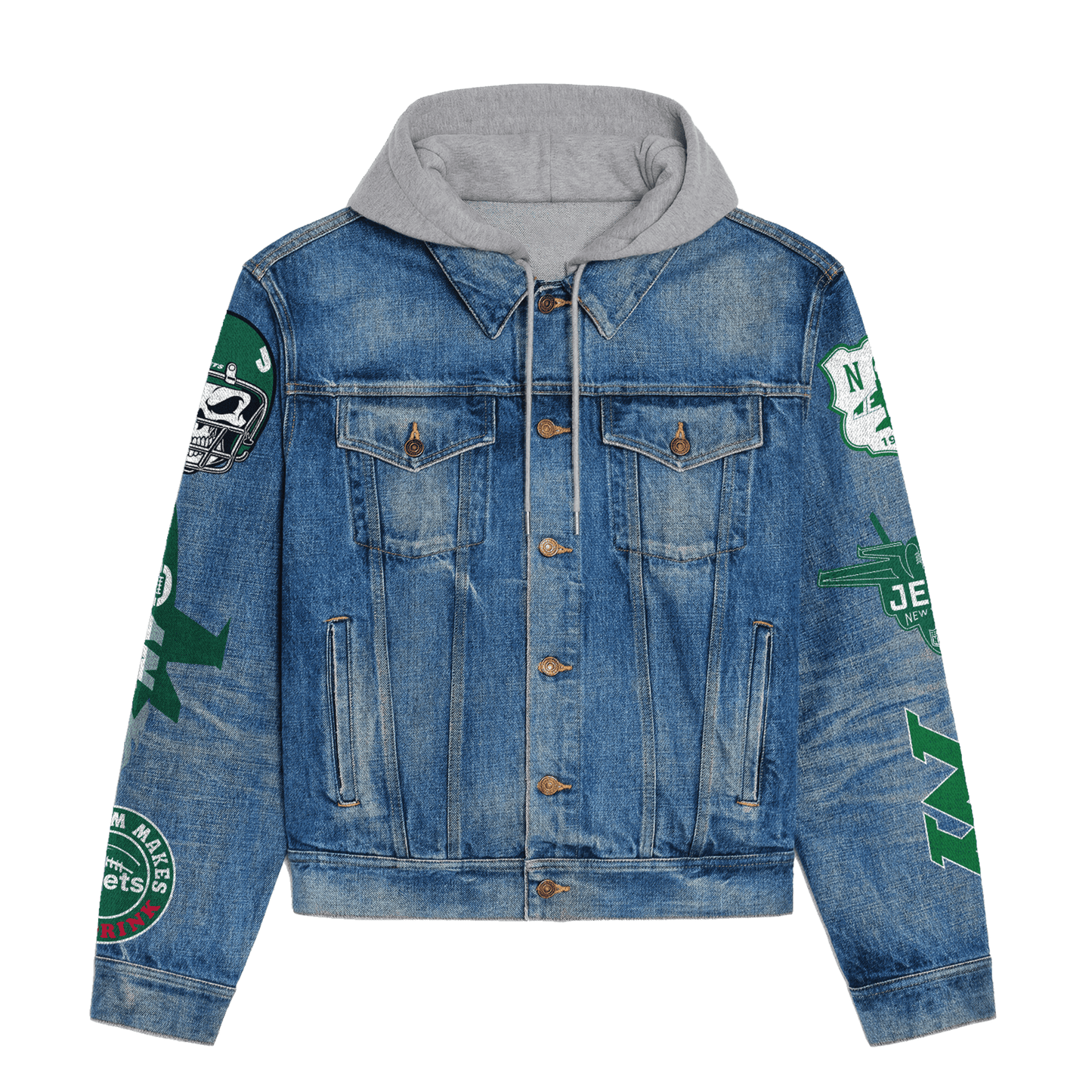 New York Jets  Premium Hooded Denim Jacket New Collection AZBTHDJ000025