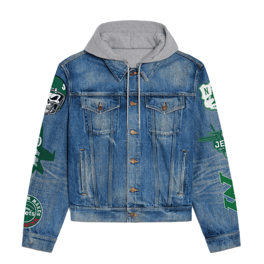 New York Jets  Premium Hooded Denim Jacket New Collection AZBTHDJ000025