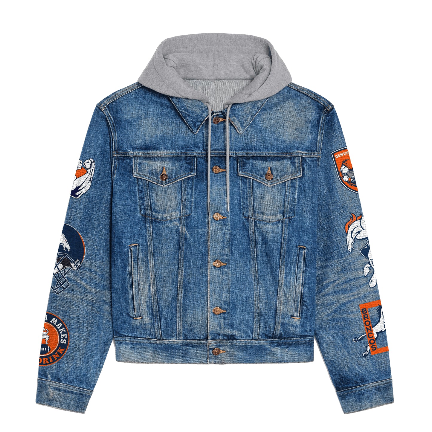 Denver Broncos  Premium Hooded Denim Jacket New Collection AZBTHDJ000027