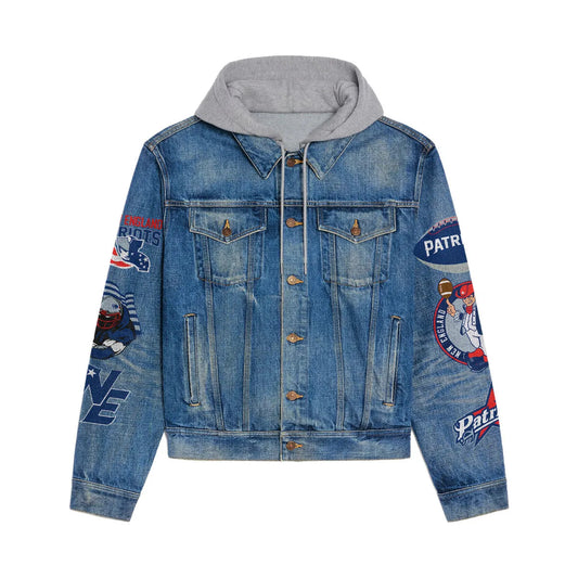 New England Patriots  Premium Hooded Denim Jacket New Collection AZBTHDJ000031