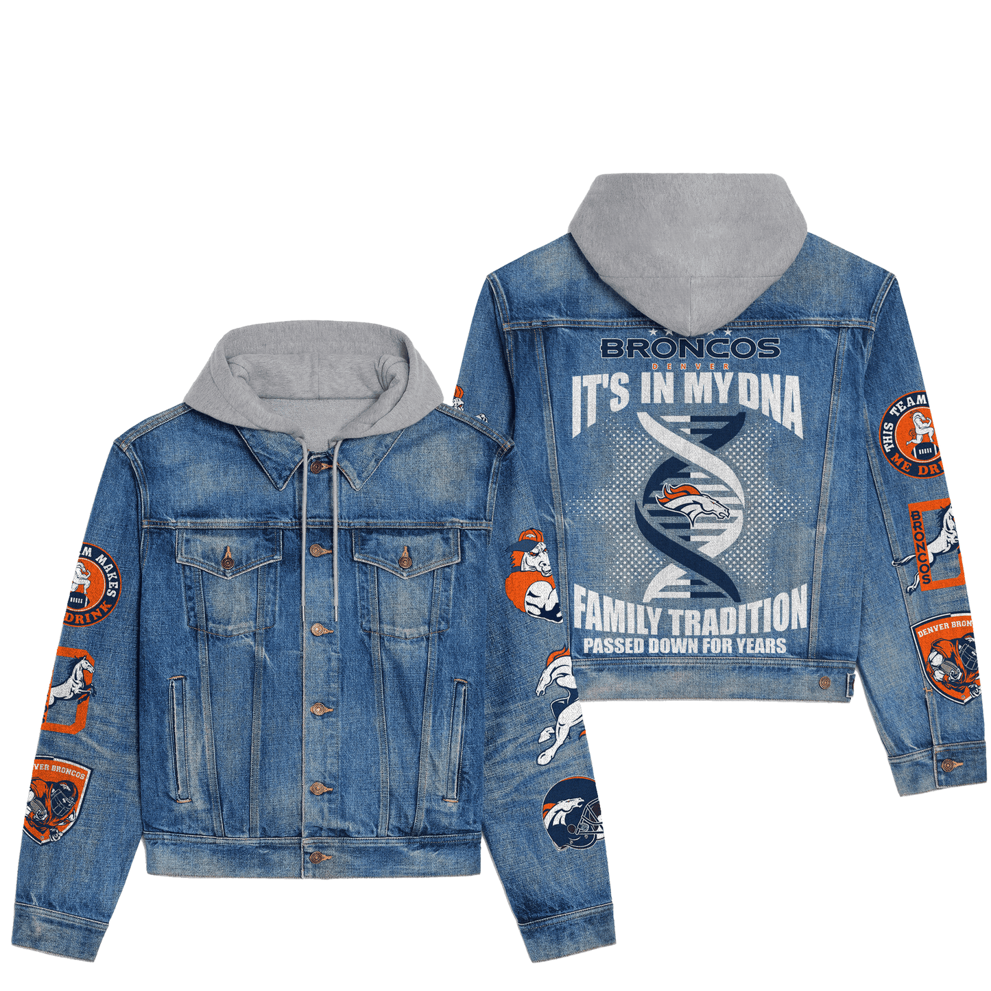 Denver Broncos  Premium Hooded Denim Jacket New Collection AZBTHDJ000032