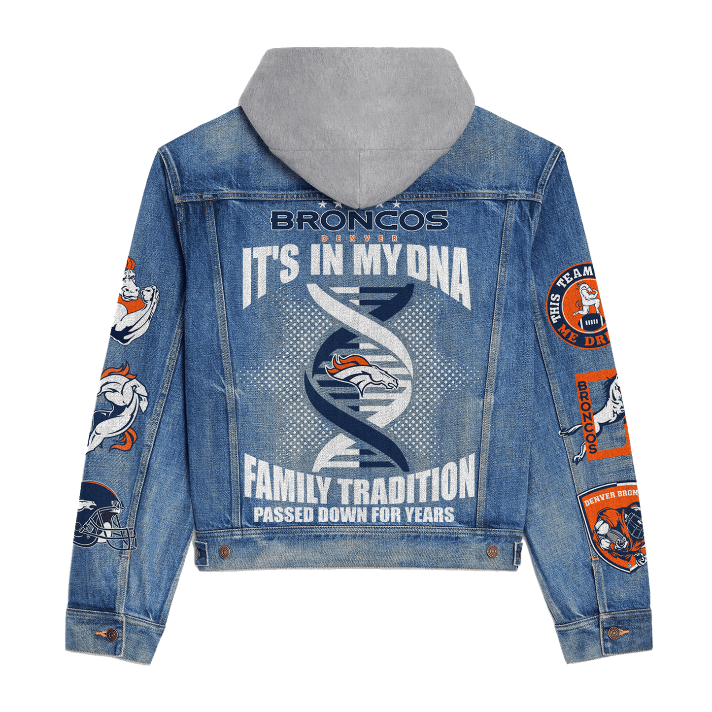 Denver Broncos  Premium Hooded Denim Jacket New Collection AZBTHDJ000032