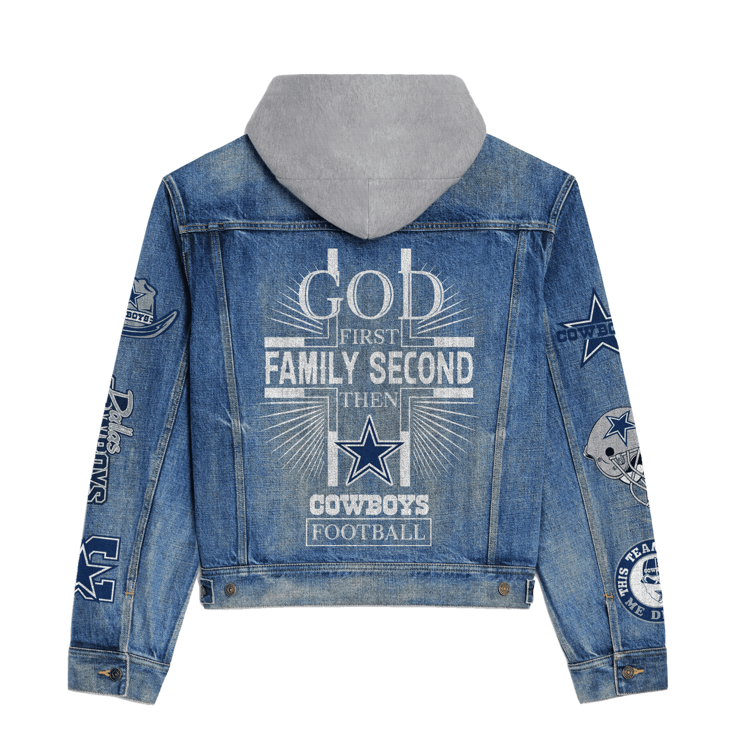 Dallas Cowboys  Premium Hooded Denim Jacket New Collection AZBTHDJ000033