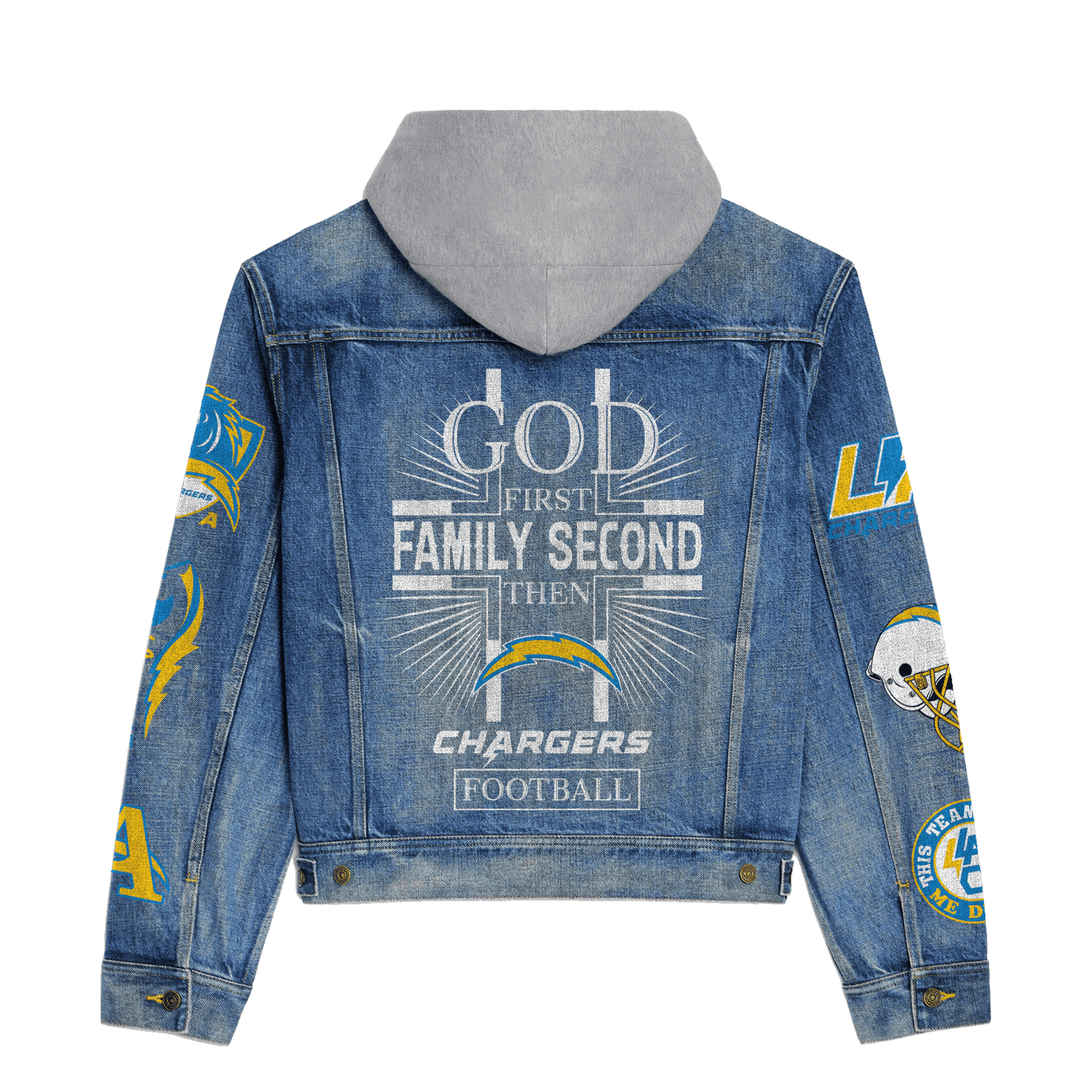 Los Angeles Chargers  Premium Hooded Denim Jacket New Collection AZBTHDJ000036