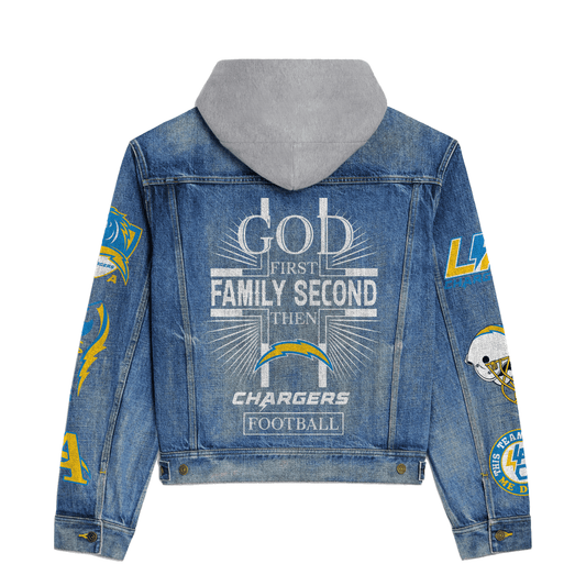 Los Angeles Chargers  Premium Hooded Denim Jacket New Collection AZBTHDJ000036