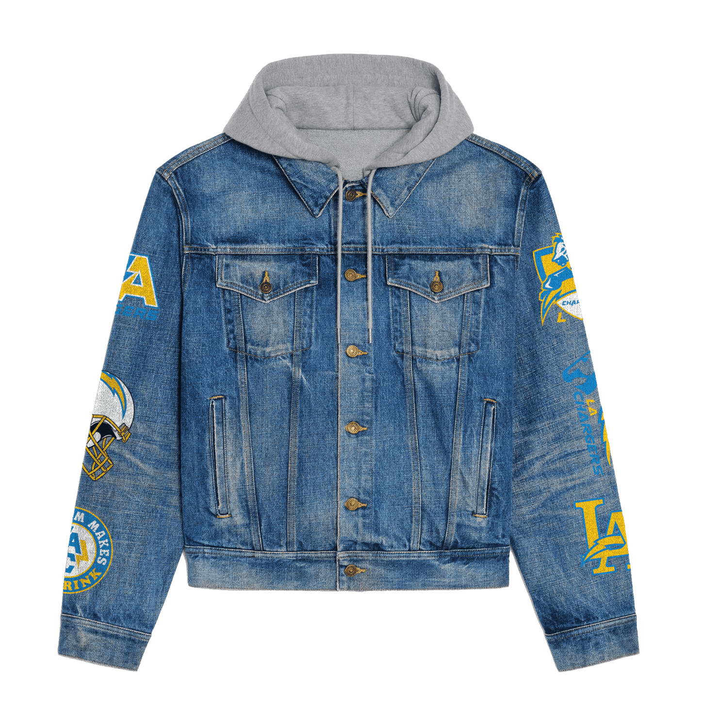 Los Angeles Chargers  Premium Hooded Denim Jacket New Collection AZBTHDJ000036