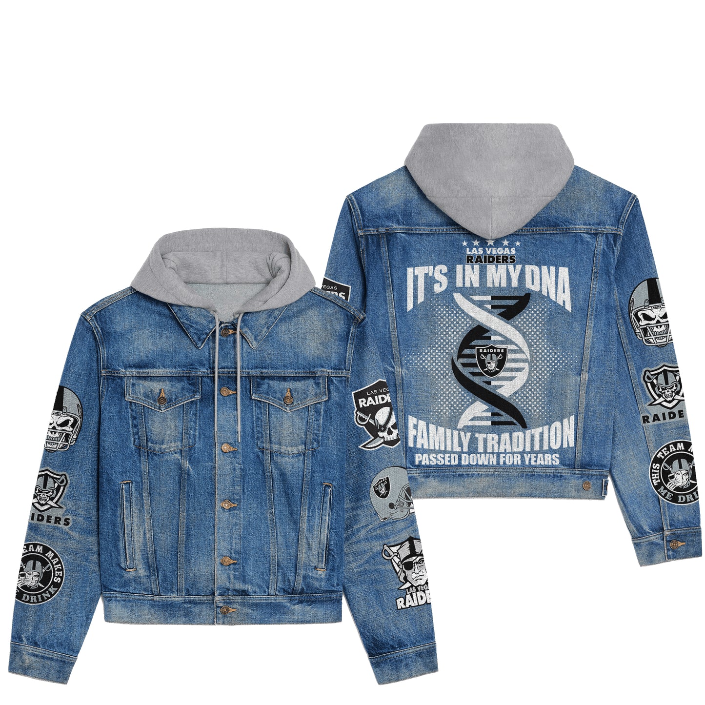 Las Vegas Raiders  Premium Hooded Denim Jacket New Collection AZBTHDJ000037